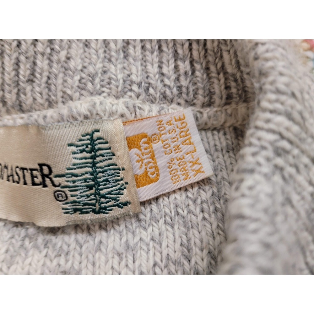 Fieldmaster Henley Sweater Mens 2XL Gray Vintage Cotton Knit Made in USA 90s - Picture 3 of 16